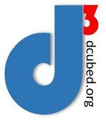 Logo for dcubed.org featuring a large blue lowercase 