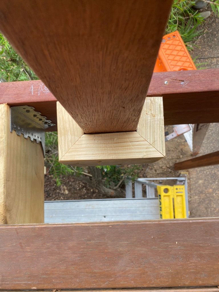 Wooden Post With a Beam on Top — Kalora Carpentry & Restorations in Lake Macquarie, NSW