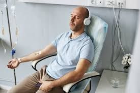 Man getting iron infusion