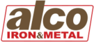 Alco Iron & Metal logo with brown “alco” text and red “IRON & METAL” text on white background