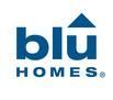Blu Homes logo in blue with a stylized house roof icon on white background
