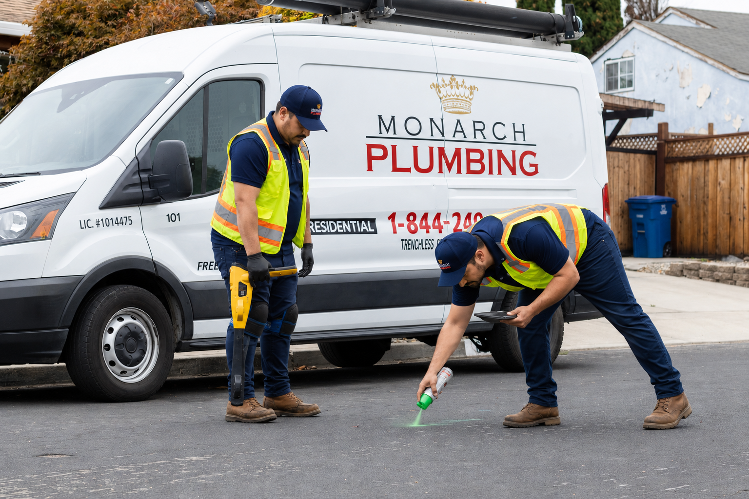 Monarch team prepping for sewer camera inspection in the bay area