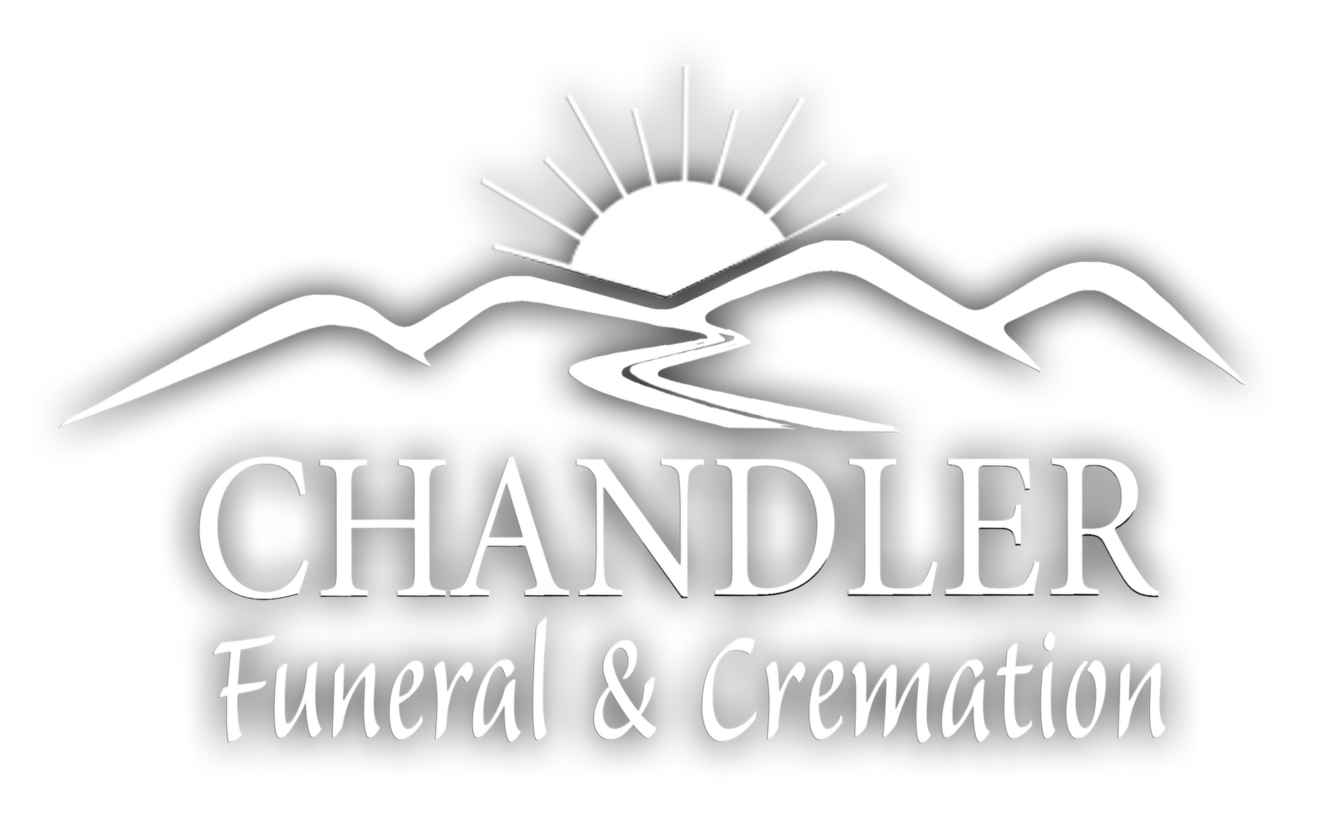 Chandler logo with mountains, sun, and text in gold.