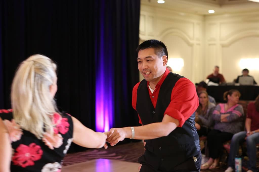 Kim dancing in Advance J&J Swing Dance competition