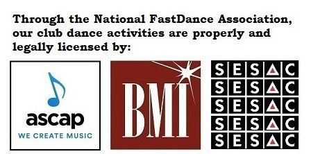 Through the NFA, our club dance activities are properly and ligeally licensed by ASCAP, BMI, and SESAC.