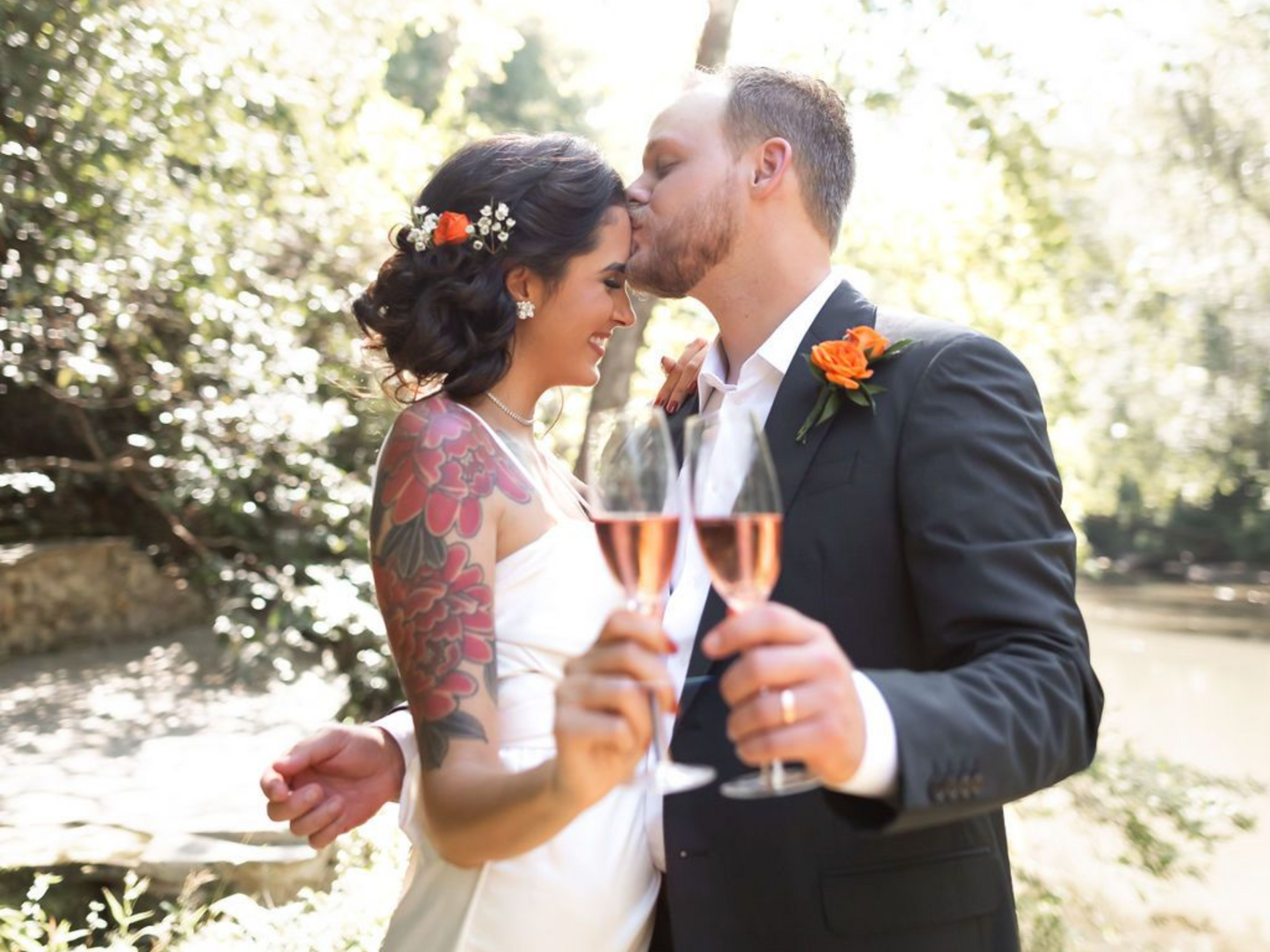 Wedding Couple with drinks