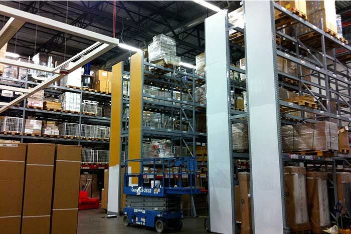A warehouse filled with lots of shelves and boxes