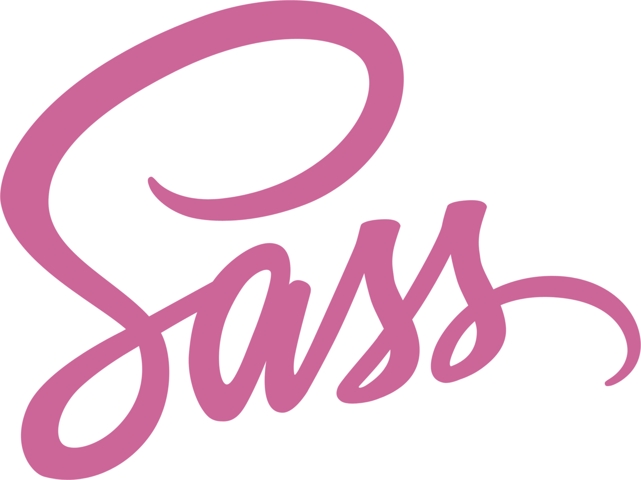 A pink sass logo on a white background