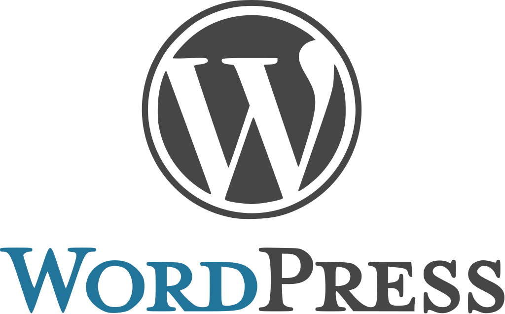A logo for wordpress is shown on a white background