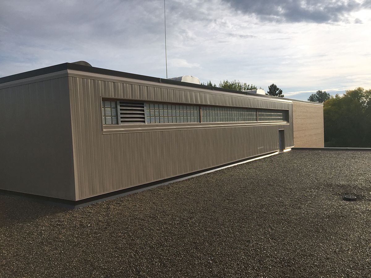 This image shows the installed wall panels at Fertile-Beltrami School in Fertile, MN.