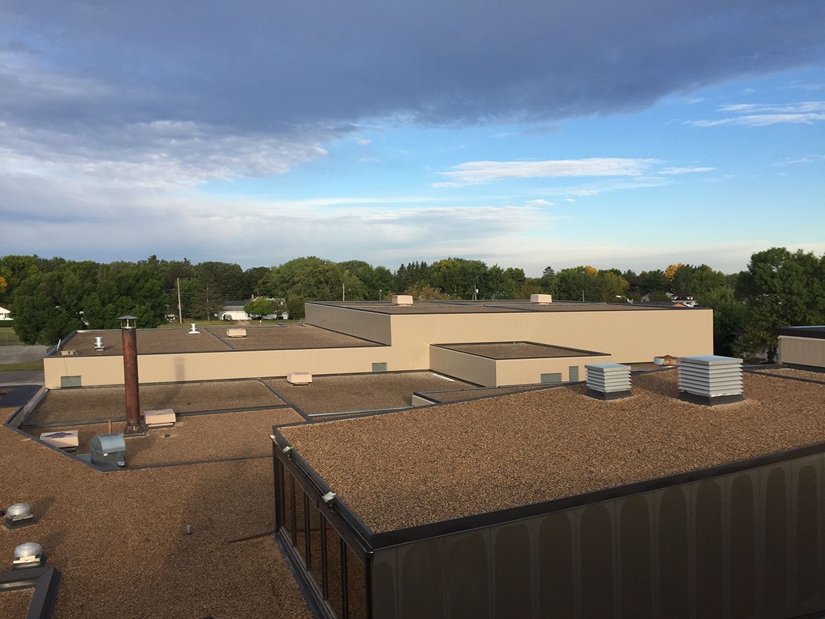 Fertile-Beltrami School features a newly completed built-up roof (BUR) and updated wall panels.