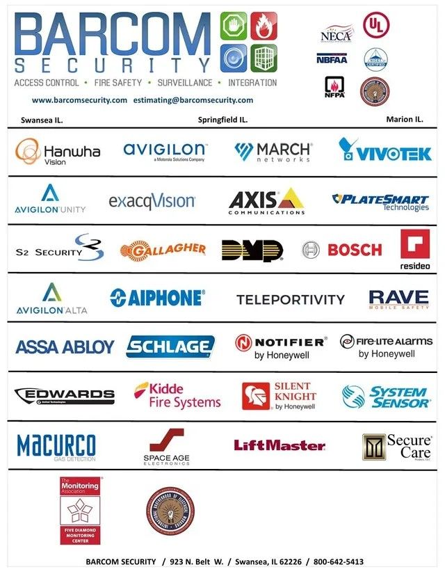 A list of security companies including barcom security