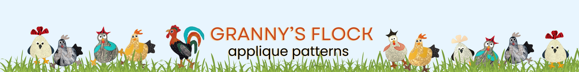 Granny's Flock - Chicken Applique Patterns  | Rachel Ann Quilts LLC