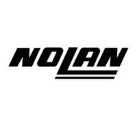 Logo del casco da motociclista Nolan: testo nero su sfondo bianco. 