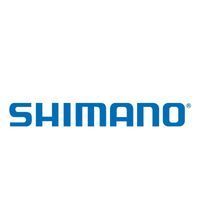 Logo Shimano in testo blu su sfondo bianco.