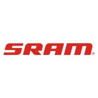 Logo SRAM in testo rosso su sfondo bianco.