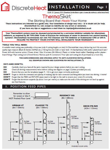 ThermaSkirt H2O Installation Instructions