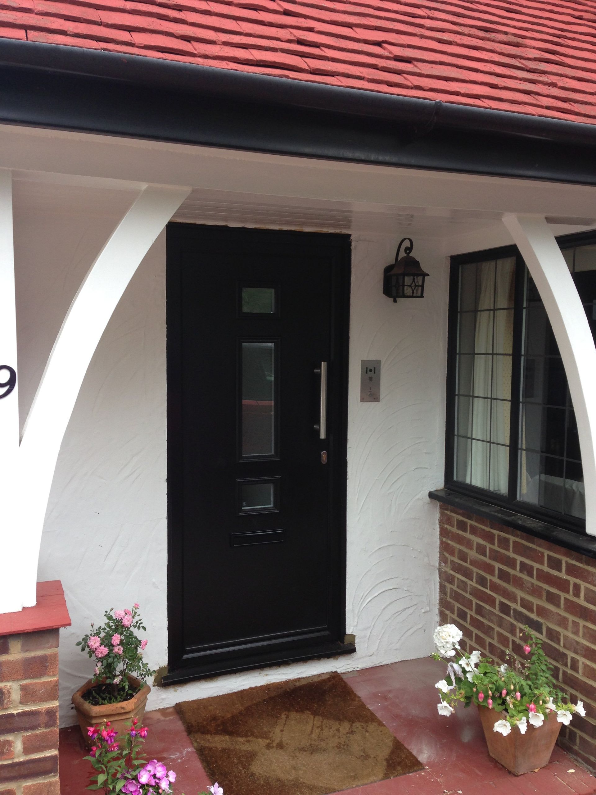 composite door with awning