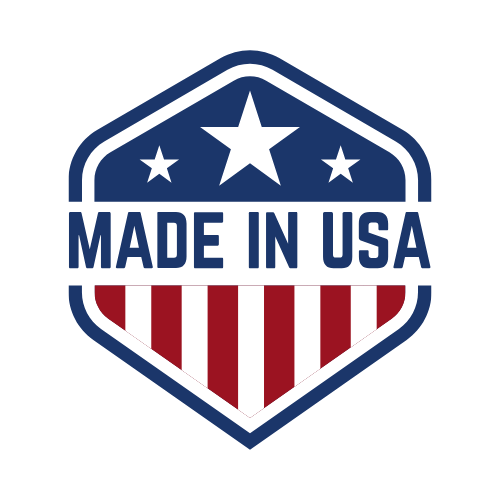 A made in usa logo with an american flag and a star.