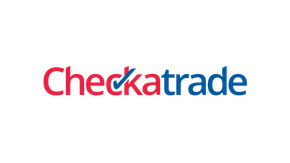 Checkatrade logo: red and blue text, blue checkmark integrated into the letter 