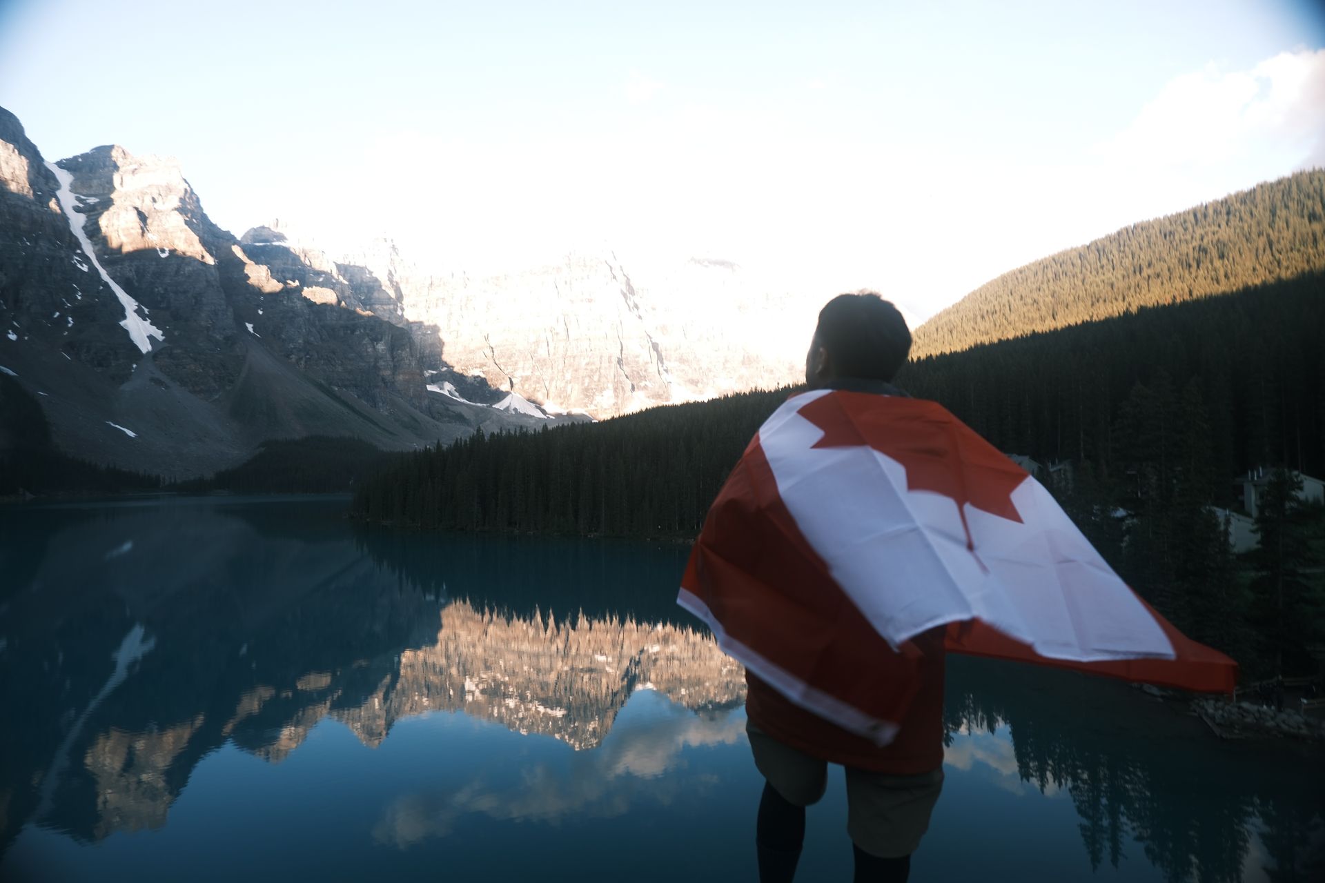 Solo photography Banff at Moraine Lake Sunrise by Banff Bear Travel Professional Photographer Guide