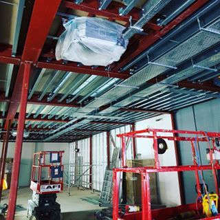 wrapped up air condition on ceiling