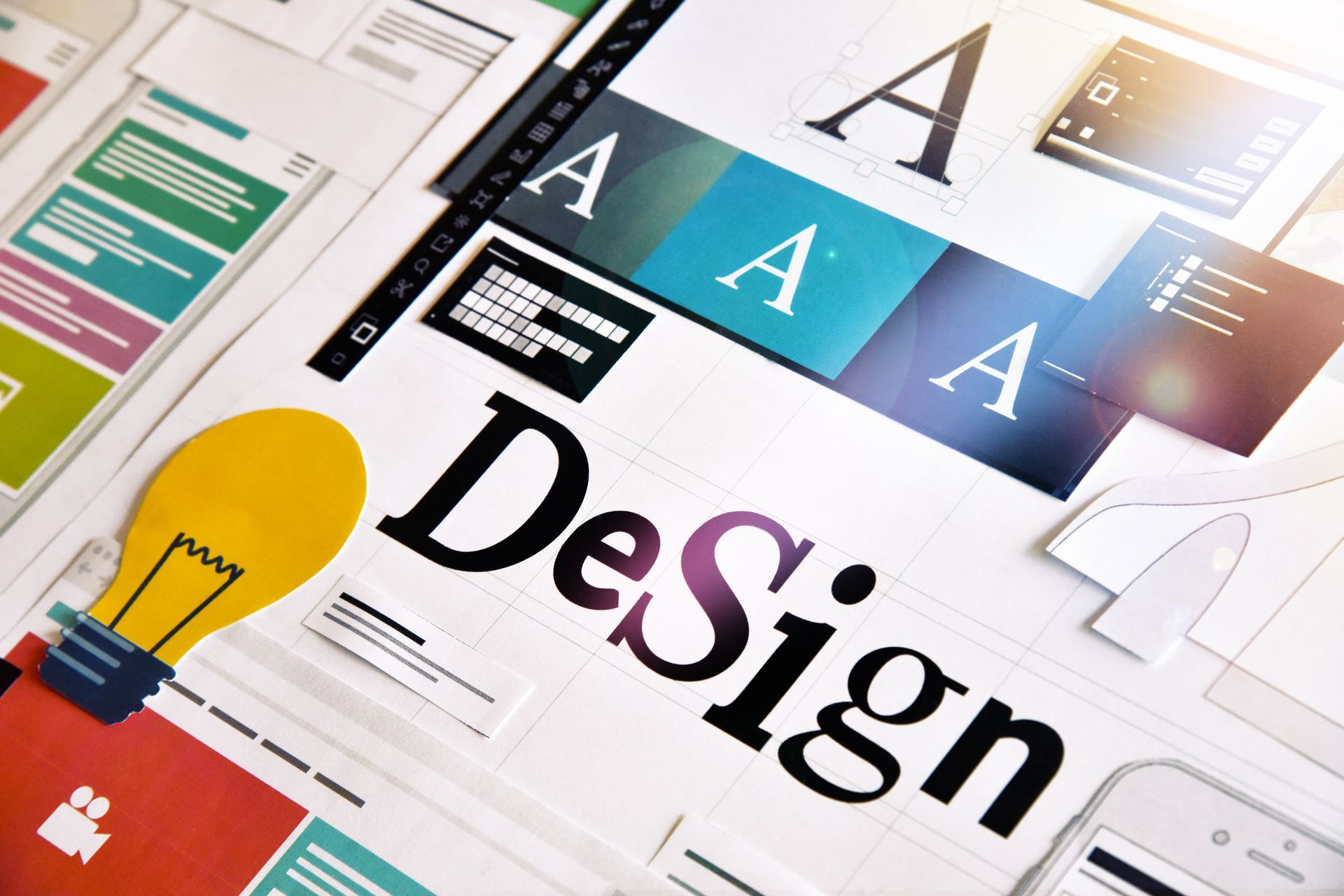 Design Layout with graphical fonts on a drafting board