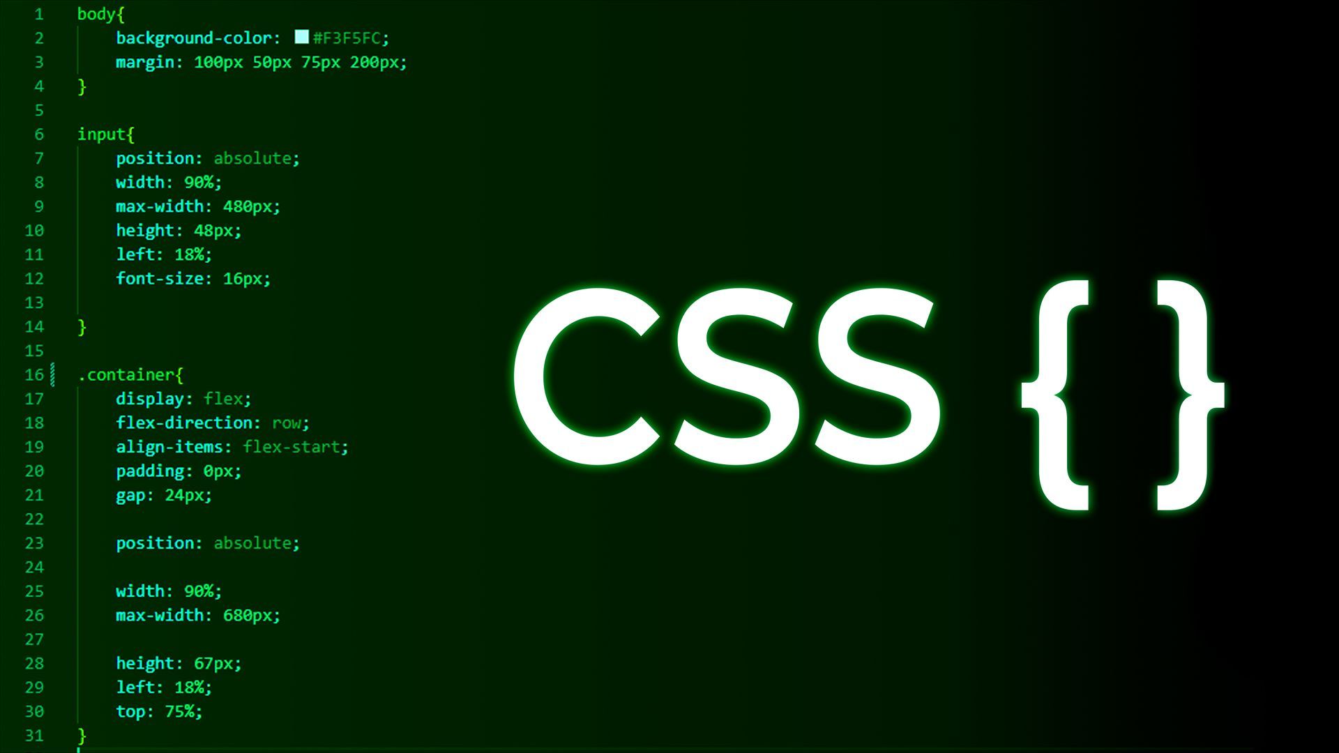 CSS code in Green