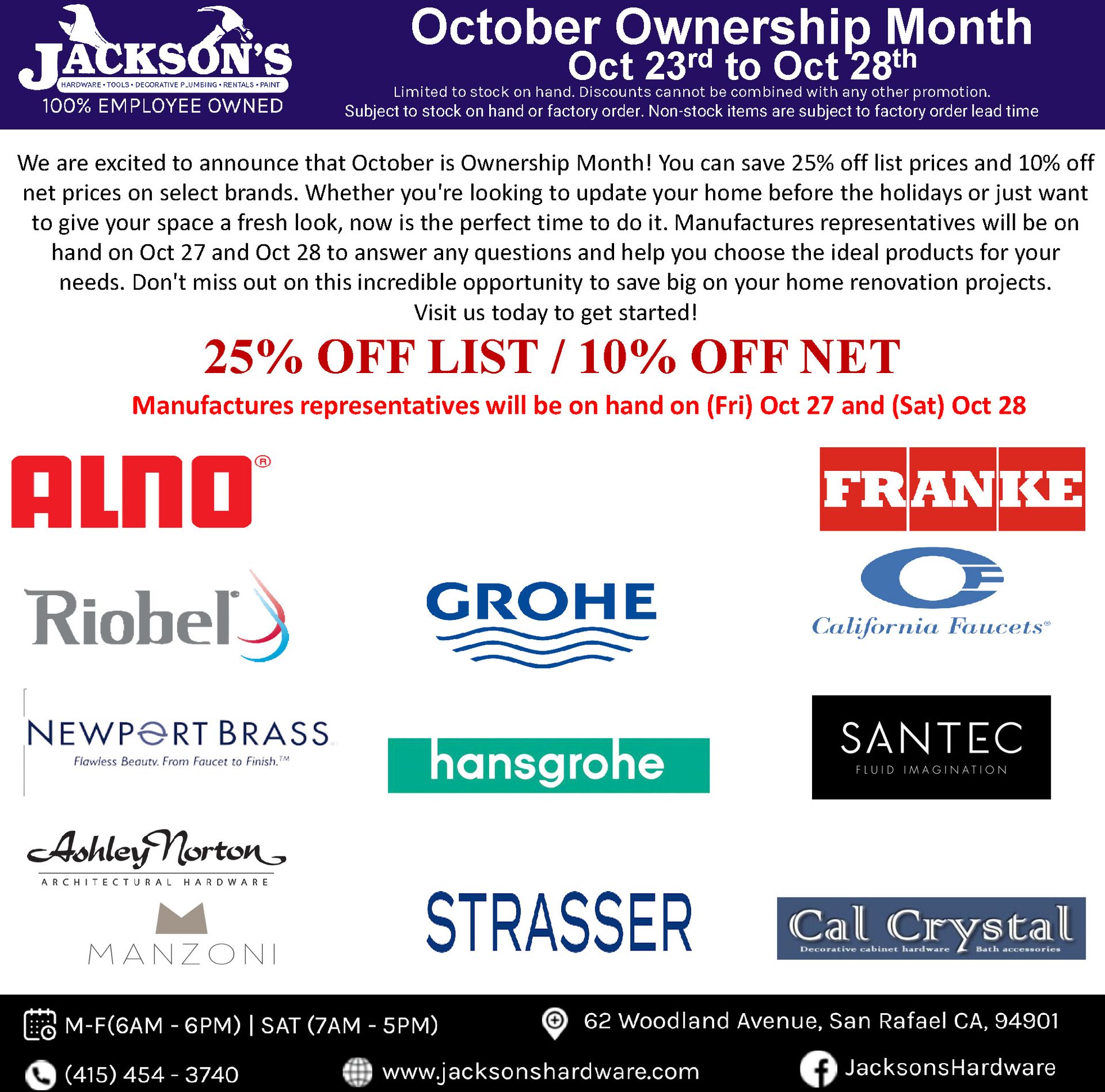 Special Deals and Events at Jackson's Hardware