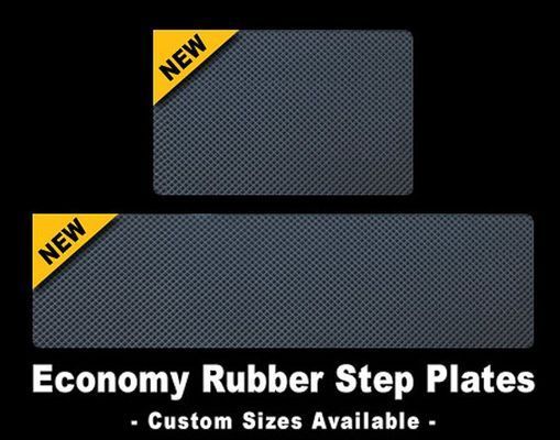 Two black economy rubber step plates, with