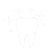 A tooth with stars around it on a white background.