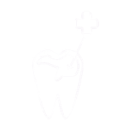 A drawing of a tooth with a cross on it.