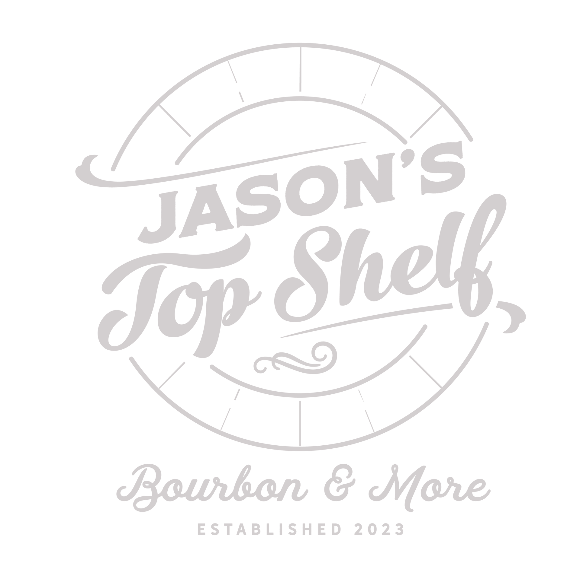 a logo for jason 's top shelf bourbon and more .