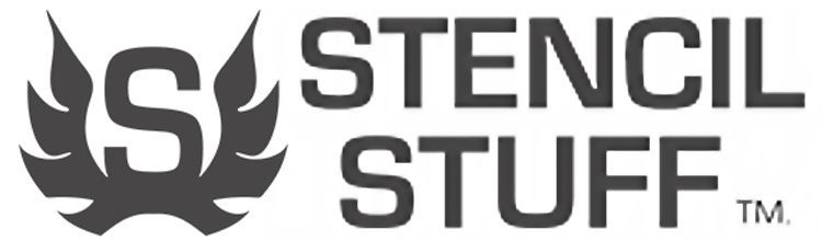 A black and white logo for stencil stuff tm