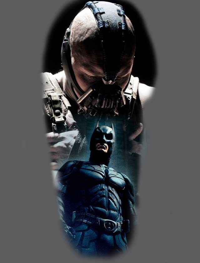 A picture of bane and batman from the dark knight rises
