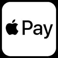 A black and white apple pay logo on a white background.