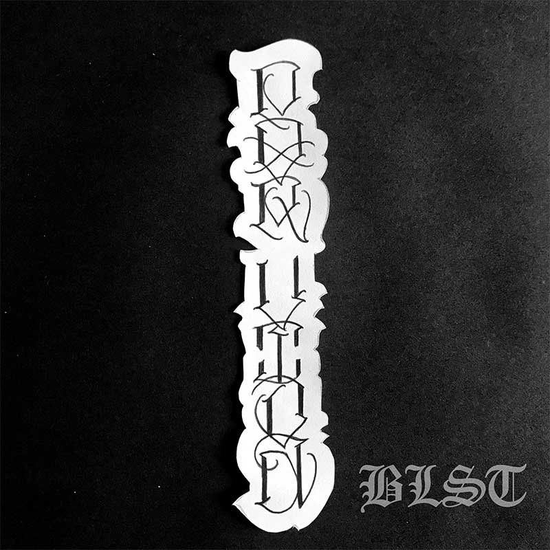 A black and white image of a sticker that says bist