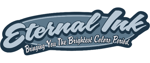 The logo for eternal ink bringing you the brightest colors period.