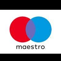 A red and blue circle with the word maestro on it.