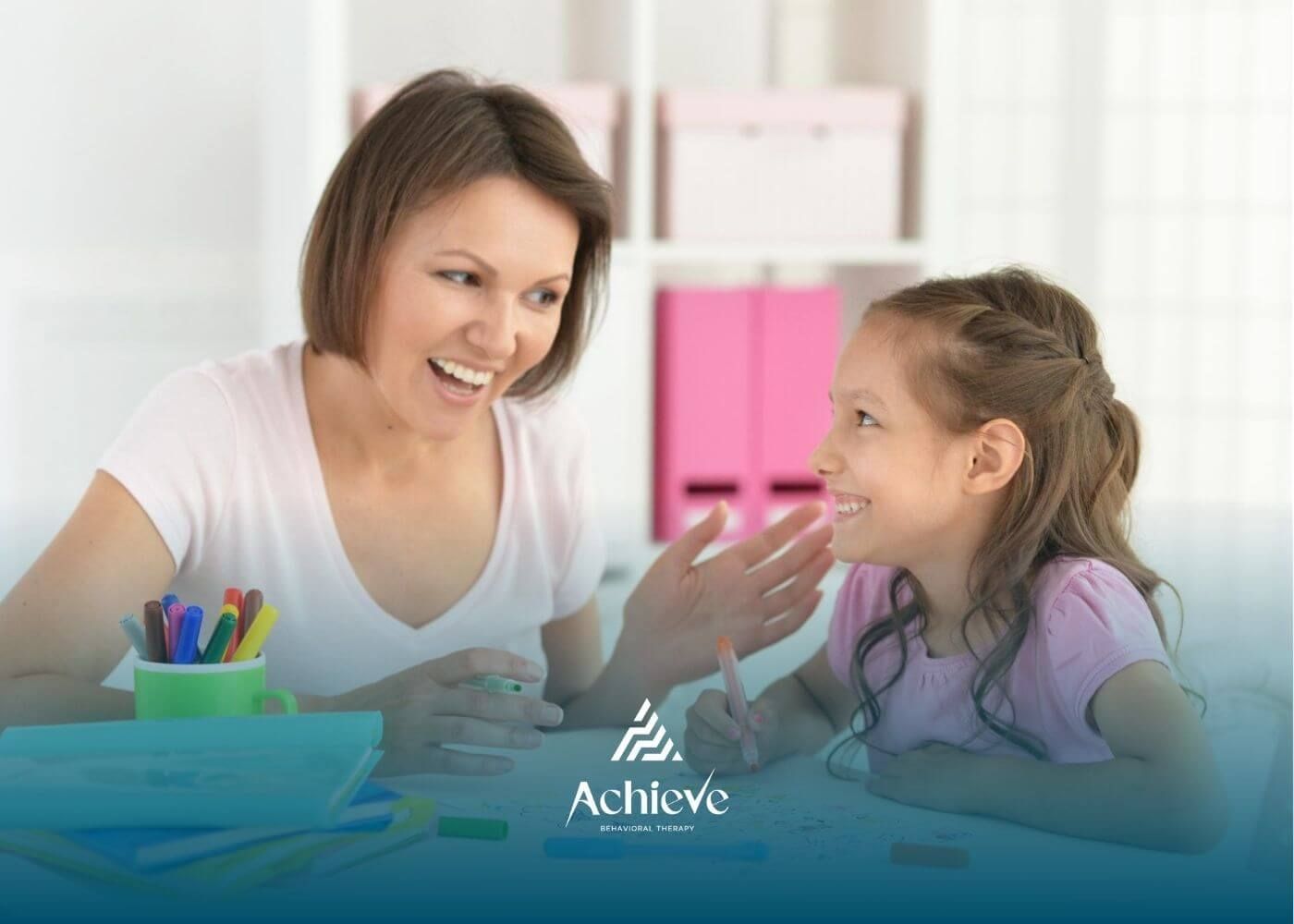 ABA therapist supporting a child during a learning activity.