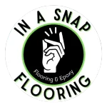 Circular logo: Black circle with white hand snapping fingers, green border, text 