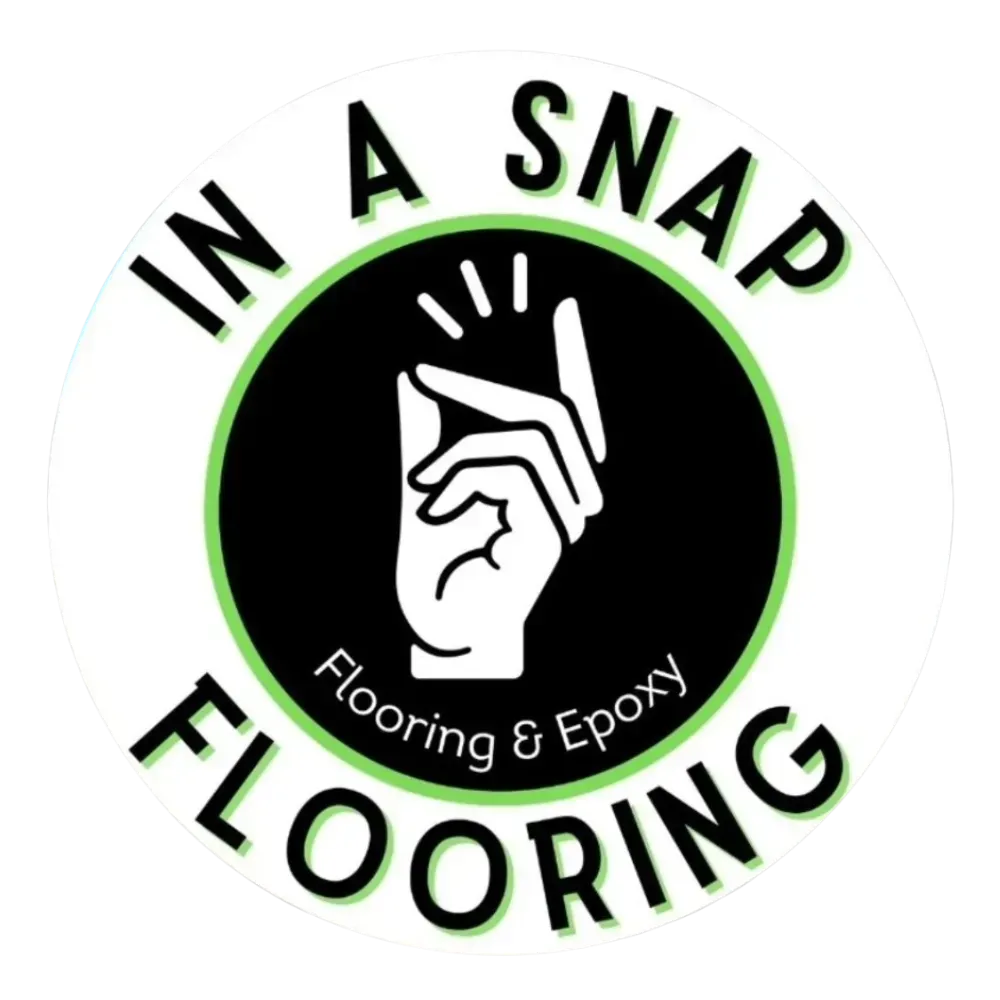 Circular logo: Black circle with white hand snapping fingers, green border, text