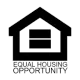 A black and white logo for equal housing opportunity