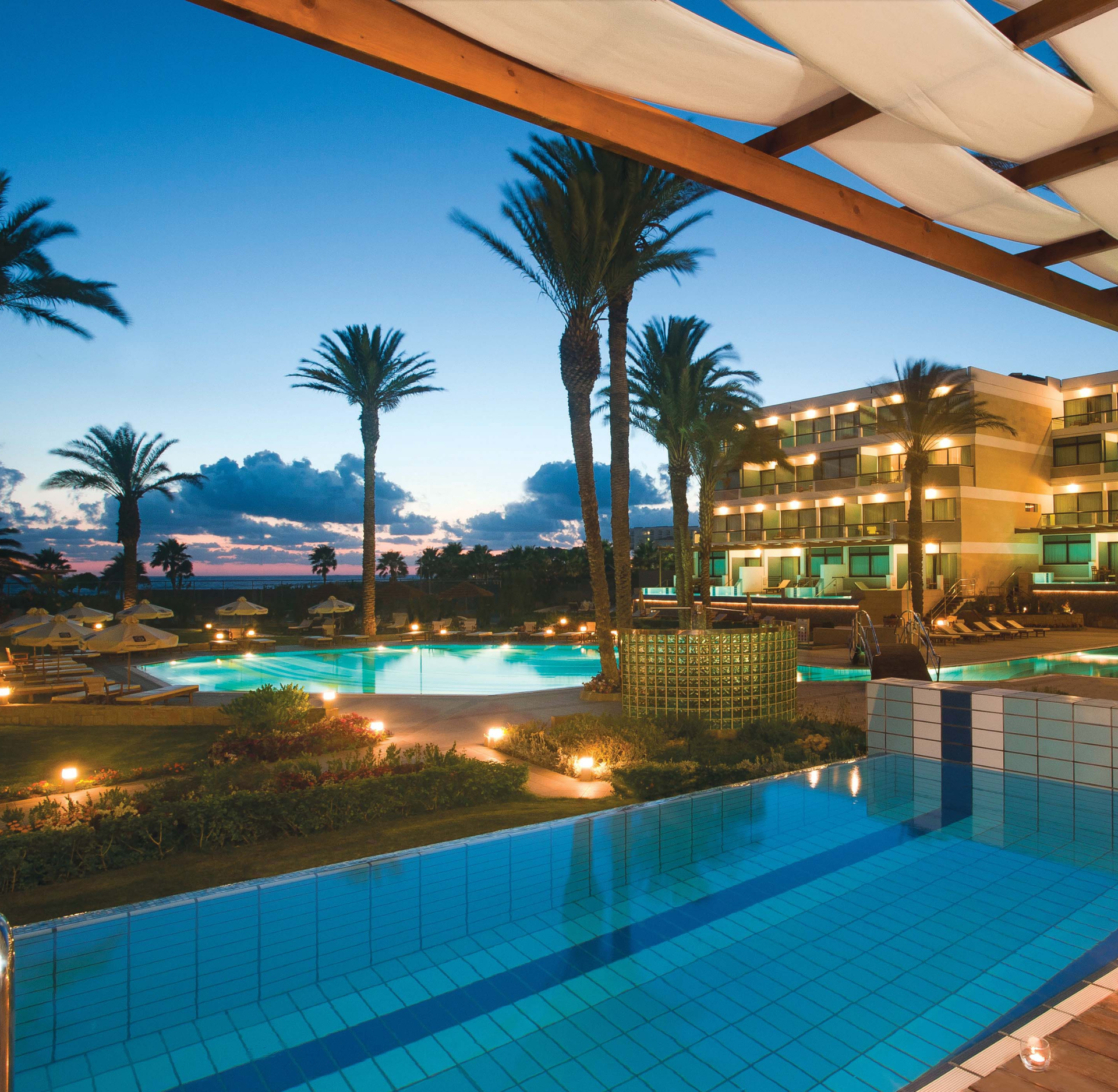 Beach Cabana in the 5* All Suite Constantinou Bros Asimina Suites Hotel. Based on the 
beachfront in Paphos Cyprus  