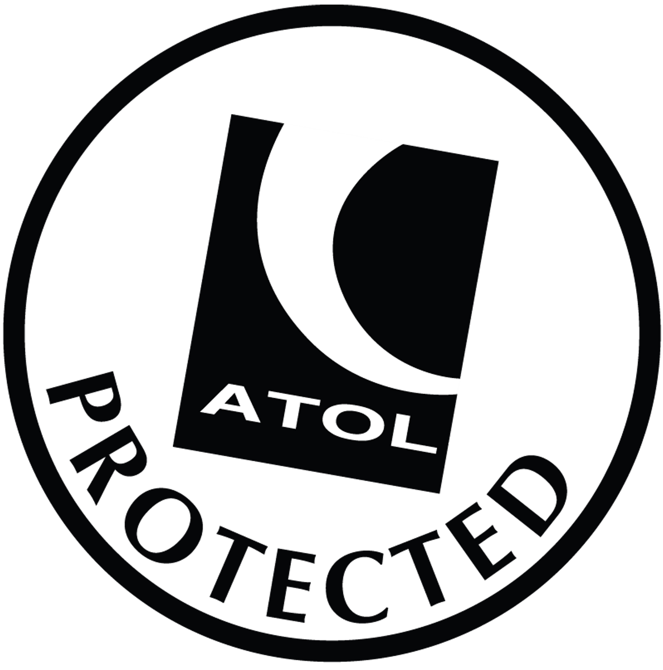 Atol A black and white logo for a company called atol protected.