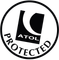 Atol A black and white logo for a company called atol protected.