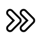 Black double-chevron fast-forward icon on a white background