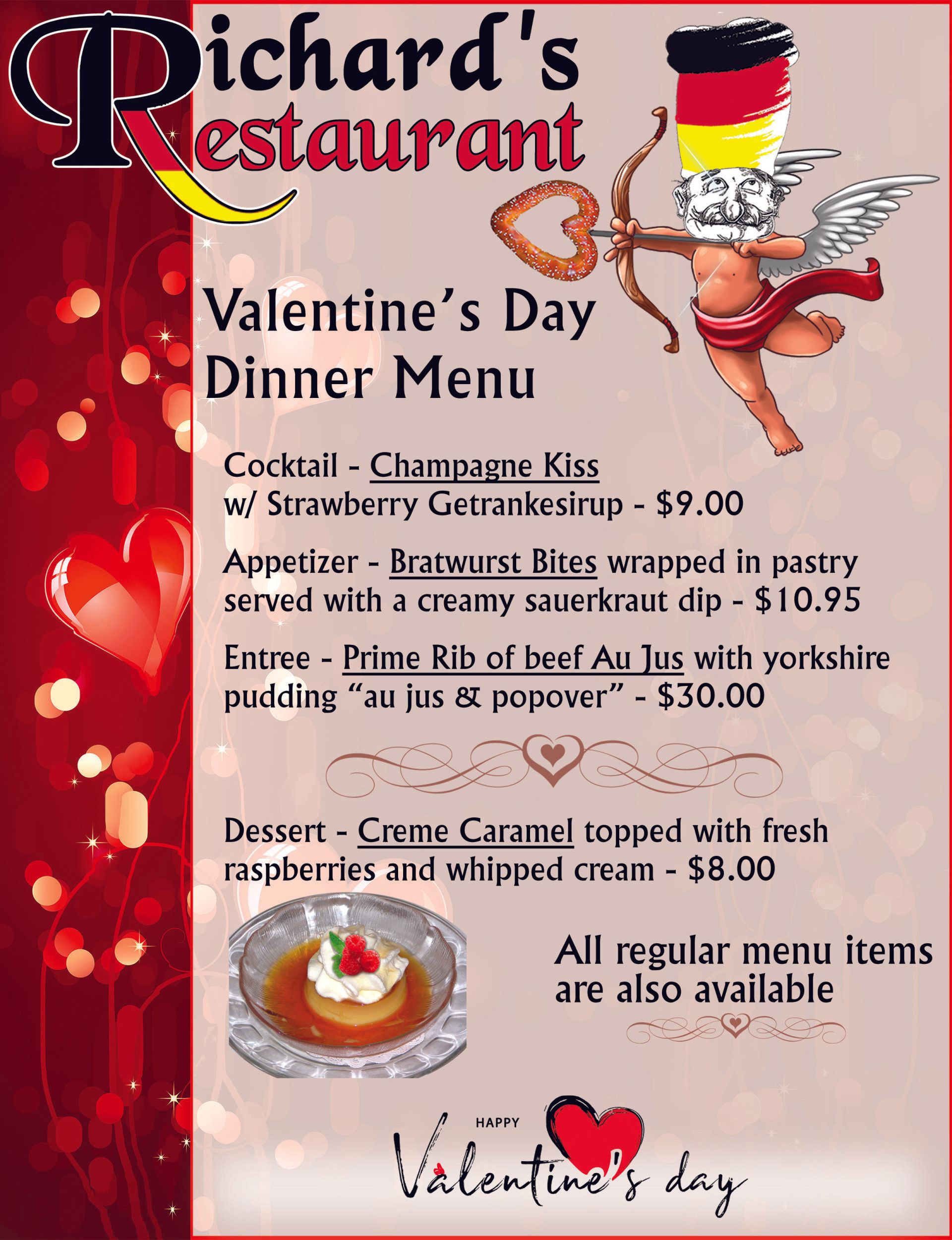 Valentine's day menu