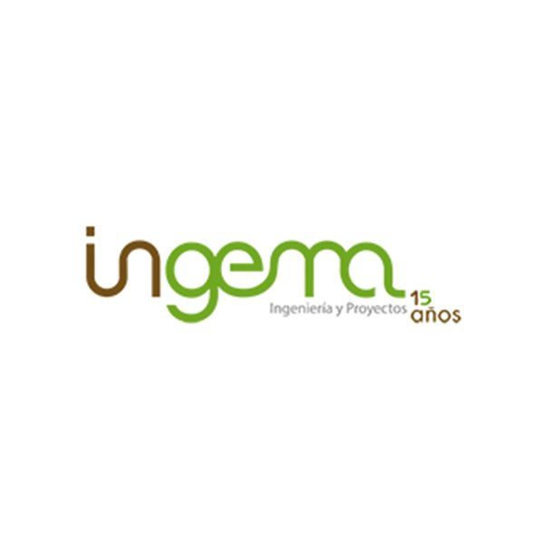 A green and brown logo for ingenieria y proyectos anos