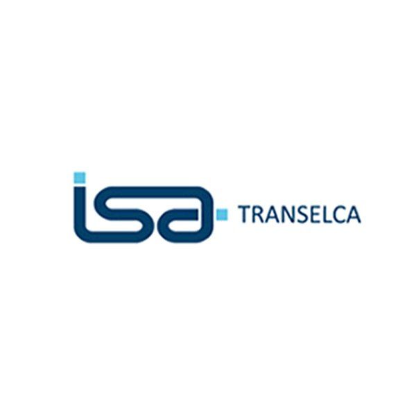 Un logo azul y blanco para ISA TRANSELCA